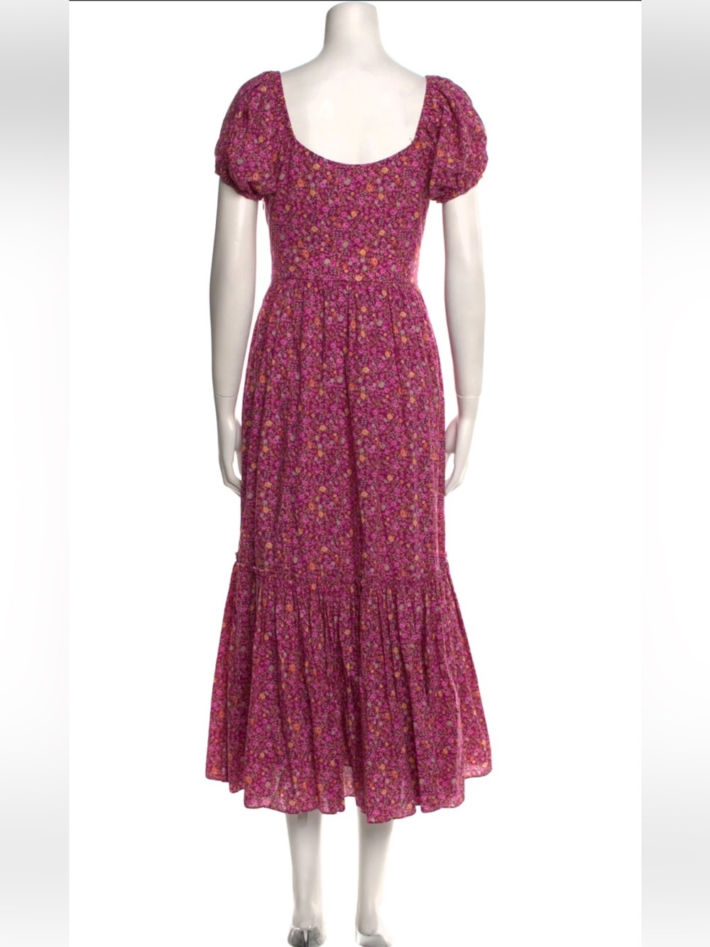 LoveShackFancy Floral Angie Dress in Magenta and Pink